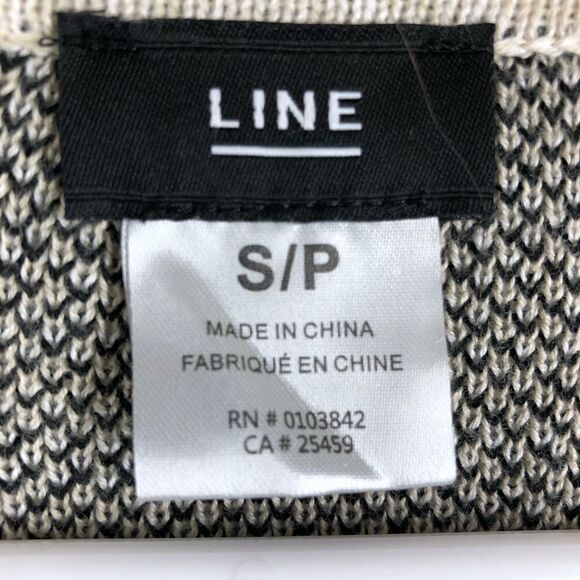 LINE THE LABEL 100% Wool Fringe Chevron Side Slit Tie V-Neck Knit Sweater Sz S - Picture 9 of 10